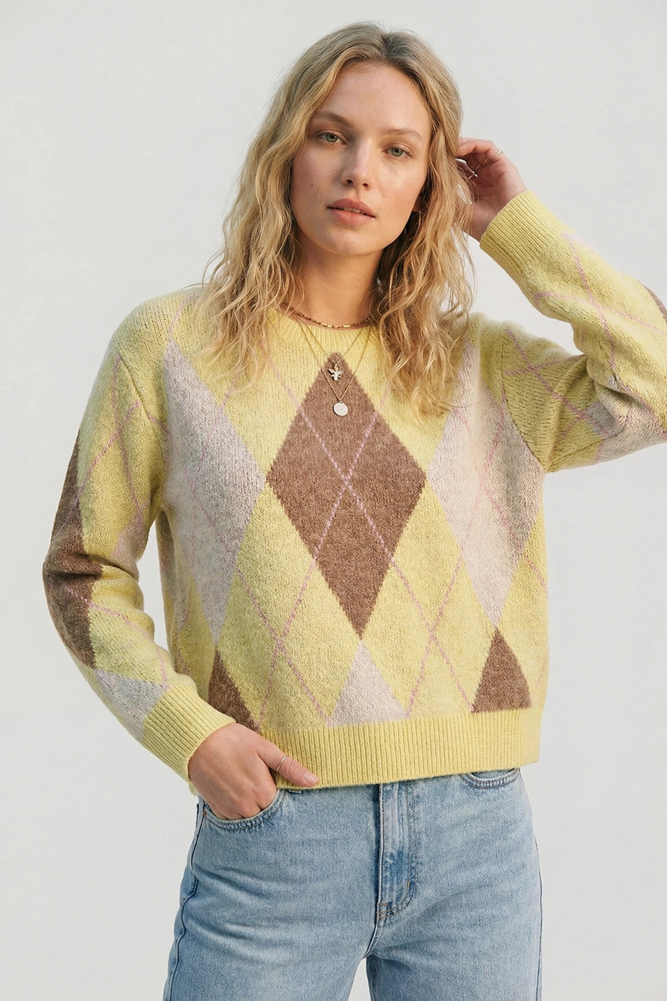 Yellow diamond sweater