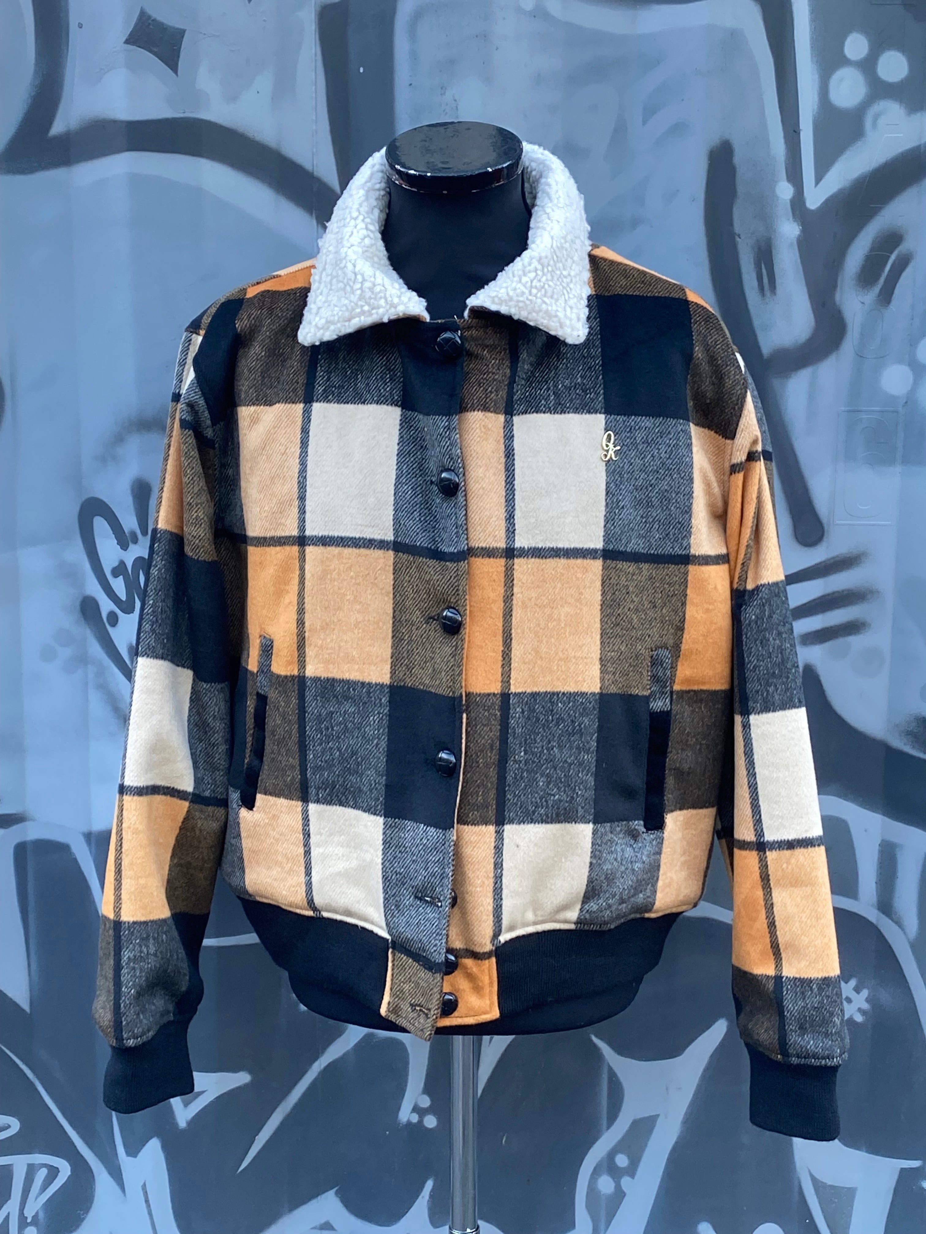 Orange Check Winter Jacket