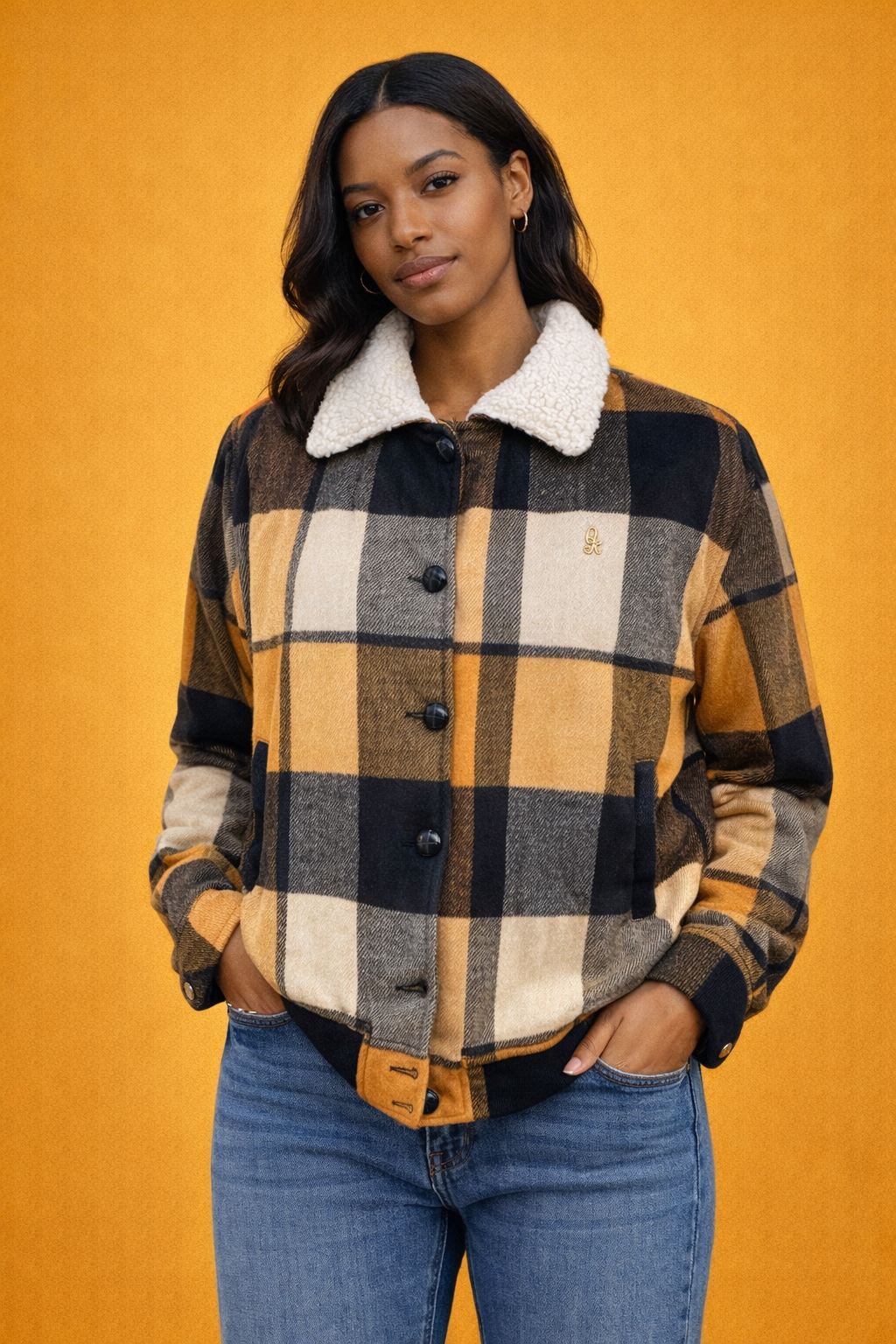 Orange Check Winter Jacket