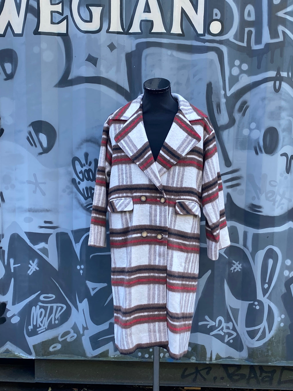 White Checked Coat