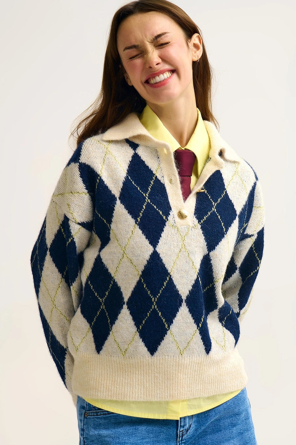 Collared Diamond Sweater