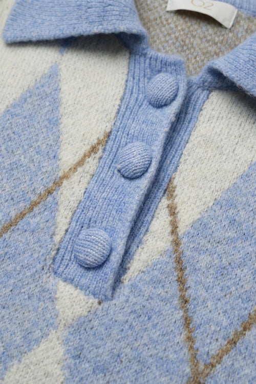Collared Light Blue Diamond Sweater